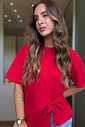 T-shirt Feminina Paloma Detalhe Frontal Transpassado Vermelha T-shirt Feminina Paloma Detalhe Frontal Transpassado Vermelha