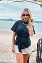 T-shirt Feminina Paloma Detalhe Frontal Transpassado Preto