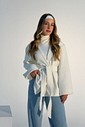Casaco Cellina Fluido Transpassado Com Cinto Off White