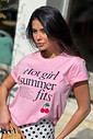 Camiseta T-shirt feminina Adelaide cor rosa claro