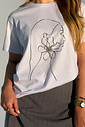 T-shirt Feminina Thamiriz Cor Branca Bordado de Strass T-shirt Feminina Thamiriz Cor Branca Bordado de Strass