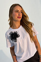 T-shirt Feminina Mayara Com Flor Cor Branca