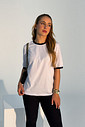 T-shirt Feminina Alice Cor Branca Com detalhe Bicolor