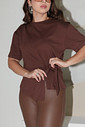 T-shirt Feminina Paloma Detalhe Frontal Transpassado Marrom T-shirt Feminina Paloma Detalhe Frontal Transpassado Marrom