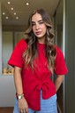 T-shirt Feminina Paloma Detalhe Frontal Transpassado Vermelha T-shirt Feminina Paloma Detalhe Frontal Transpassado Vermelha
