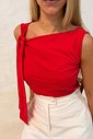 Blusa Elena de Poliamida Detalhe de Amarração no ombro cor preto