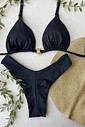 Biquíni Cortininha e Asa Delta Preto com Argola