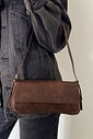 Bolsa Thayla Café MIST - bolsa feminina marrom pequena estilo baguete minimalista