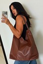 Bolsa Eva Marrom Shopper Grande Minimalista Bolsa Eva Marrom Shopper Grande Minimalista
