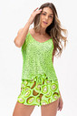 SHORT DOLL ACETINADO KIWI - FRUTA PRINT