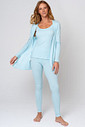 PIJAMA LONGO 3 PEÇAS EM RIBANA DE VISCOSE - CLÁSSICO VISCOSE MENTA GREEN