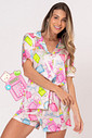 PIJAMA AMERICANO ACETINADO CURTO - CUTE PAPER PIJAMA AMERICANO ACETINADO CURTO - CUTE PAPER