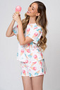 PIJAMA CURTO FEMININO COM ESTAMPA DE SORVETE PIJAMA CURTO FEMININO COM ESTAMPA DE SORVETE