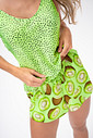 SHORT DOLL ACETINADO KIWI - FRUTA PRINT