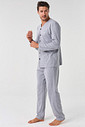 KIT PIJAMA AMERICANO LONGO DE ALGODÃO CINZA E ROBE DE SOFT CINZA LADO PIJAMA