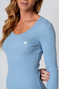 PIJAMA LUVA EM RIBANA FEMININO - CLÁSSICO CANELADO BLUE HORIZON DETALHES