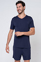 KIT PIJAMA DE PLUME CURTO E ROBE DE SOFT AZUL FRENTE PIJAMA