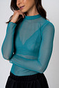 BLUSA MANGA LONGA EM TULE VERDE - CLÁSSICO ACETINADO GREEN LUCK DETALHES