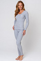 PIJAMA LONGO CANELADO MESCLA LUVA - COMFY FRENTE