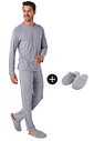 KIT PIJAMA LONGO ETERNO E PANTUFA KIT