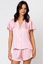 PIJAMA CURTO FEMININO AMERICANO TOQUE DE SEDA - CLÁSSICO ACETINADO PINK GLOSS