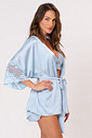 PIJAMA KIMONO COM RENDA - CLÁSSICOS ACETINADOS LIGHT BLUE PIJAMA KIMONO COM RENDA - CLÁSSICOS ACETINADOS LIGHT BLUE