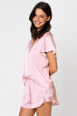 PIJAMA CURTO FEMININO AMERICANO TOQUE DE SEDA - CLÁSSICO ACETINADO PINK GLOSS