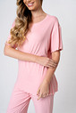 PIJAMA MANGA CURTA FEMININO EM RIBANA DE VISCOSE - CLÁSSICO VISCOSE PINK GLOSS