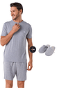 KIT PIJAMA AMERICANO CURTO E PANTUFA kit