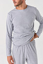 KIT PIJAMA LONGO DE ALGODÃO CINZA E ROBE DE SOFT PRETO DETALHE PIJAMA