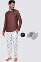 KIT PIJAMA LONGO URSOS SEM CURSO E PANTUFA KIT