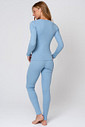 PIJAMA LUVA EM RIBANA FEMININO - CLÁSSICO CANELADO BLUE HORIZON COSTAS