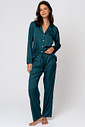 PIJAMA AMERICANO TOQUE DE SEDA FEMININO - CLÁSSICO ACETINADO GREEN LUCK FRENTE