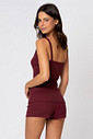 SHORT DOLL EM RIBANA DE ALGODÃO - CLÁSSICO ACETINADO BOLD WINE COSTAS