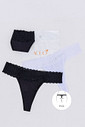 KIT CALCINHAS ALGODÃO FIO PRETO  E BRANCO - ETERNO LINGERIE