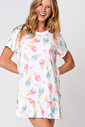 CAMISOLA AMPLA ESTAMPADA E COM BABADOS CAMISOLA AMPLA ESTAMPADA E COM BABADOS