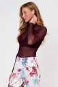 BLUSA FEMININA EM TULE MANGA LONGA - CLÁSSICO ACETINADO BOLD WINE LADO
