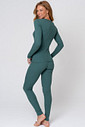 PIJAMA LONGO LUVA FEMININO EM RIBANA - CLÁSSICO CANELADO GREEN LUCK COSTAS