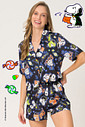 PIJAMA AMERICANO ACETINADO CURTO - SPOOKY SNOOPY PIJAMA AMERICANO ACETINADO CURTO - SPOOKY SNOOPY