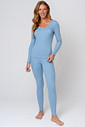 PIJAMA LUVA EM RIBANA FEMININO - CLÁSSICO CANELADO BLUE HORIZON FRENTE