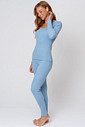 PIJAMA LUVA EM RIBANA FEMININO - CLÁSSICO CANELADO BLUE HORIZON LADO