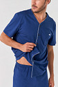 KIT PIJAMA DE ALGODÃO CURTO E ROBE DE SOFT AZUL PIJAMA DETALHE