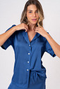 PIJAMA ACETINADO AMERICANO CURTO - CLÁSSICOS ACETINADOS NIGHT BLUE PIJAMA ACETINADO AMERICANO CURTO - CLÁSSICOS ACETINADOS NIGHT BLUE
