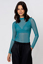 BLUSA MANGA LONGA EM TULE VERDE - CLÁSSICO ACETINADO GREEN LUCK FRENTE
