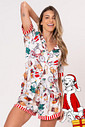 PIJAMA AMERICANO ACETINADO CURTO - NATAL AU PIJAMA AMERICANO ACETINADO CURTO - NATAL AU