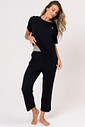 PIJAMA LONGO FEMININO MANGA CURTA E CALÇA - CLÁSSICO VISCOSE BLACK PIJAMA LONGO FEMININO MANGA CURTA E CALÇA - CLÁSSICO VISCOSE BLACK