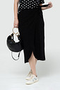 Saia Midi Transpassada com Laço Preta Saia Midi Transpassada com Laço Preta