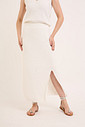 Saia Midi Tricot com Fenda - Off White