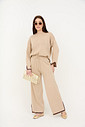 Conjunto de Blusa e Calça em Tricot Nápoles - Bege