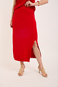 Saia Midi Tricot com Fenda - Vermelha